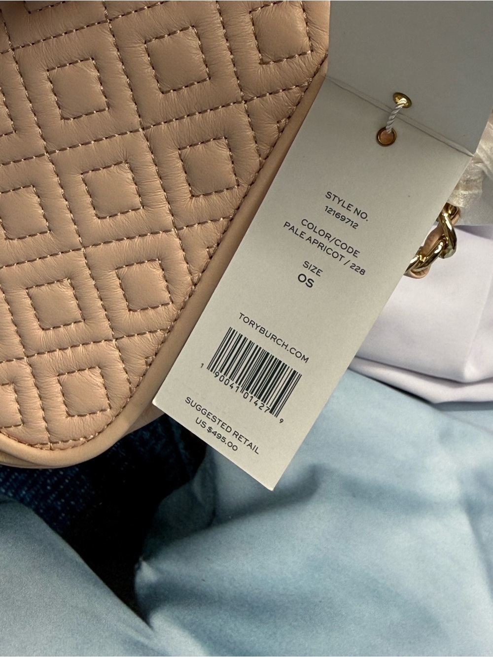 (new+tag) Tory Burch Quilted Chain Shoulder Bag / Crossbody Pale Pink Apricot - Picture 4 of 17